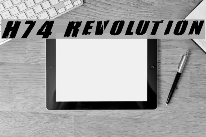H74 Revolution Шрифта examples