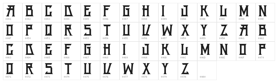 H74 Snake Oil Solid Character Map