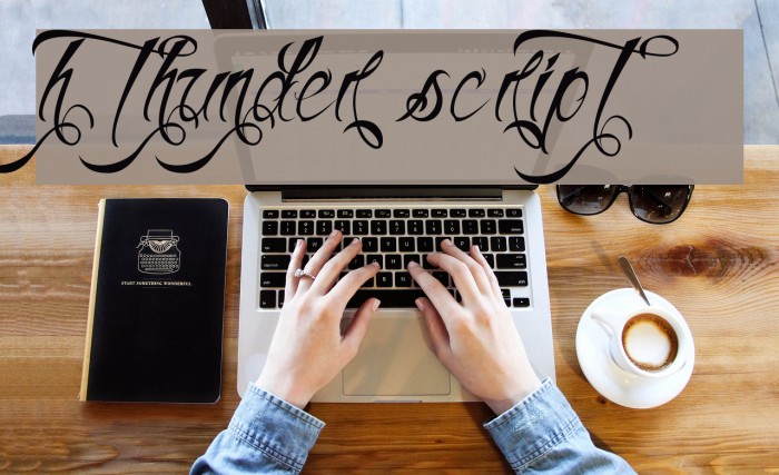 H74 Thunder Script Font examples