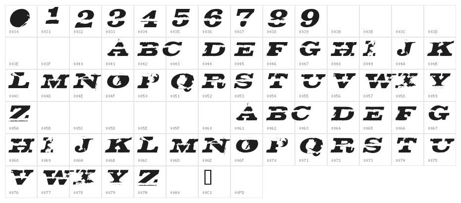 H74_Gatecrasher Italic Character Map