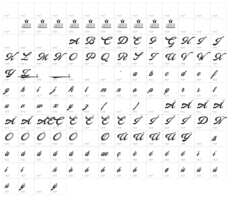 HALCION PERSONAL USE Italic Character Map