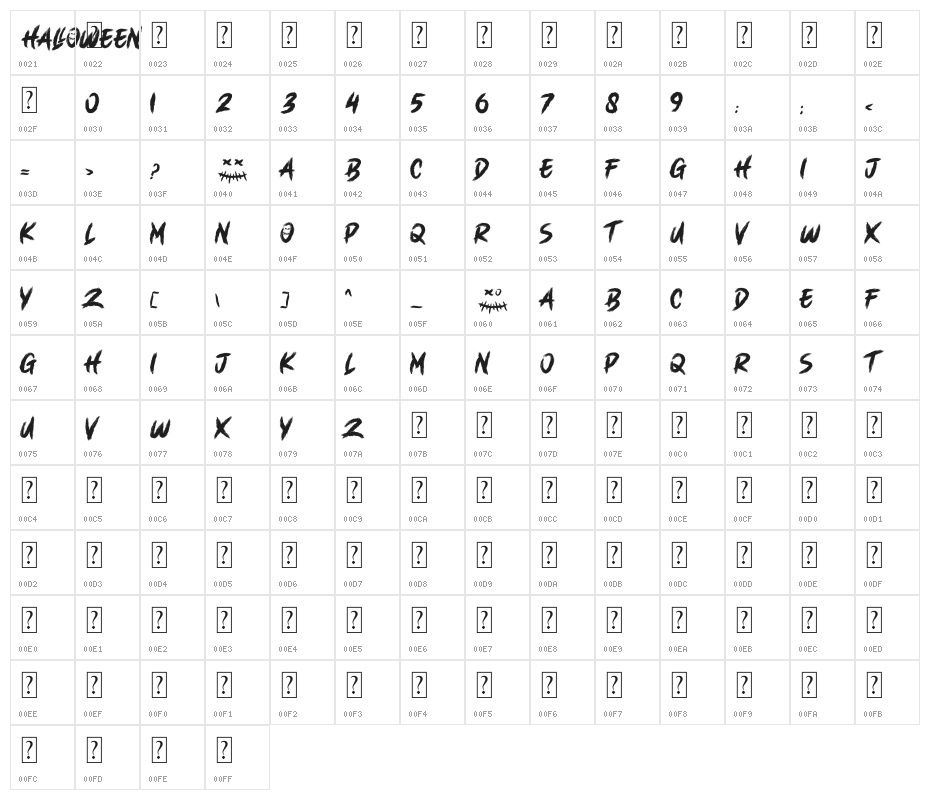 HALLOWEENN Character Map