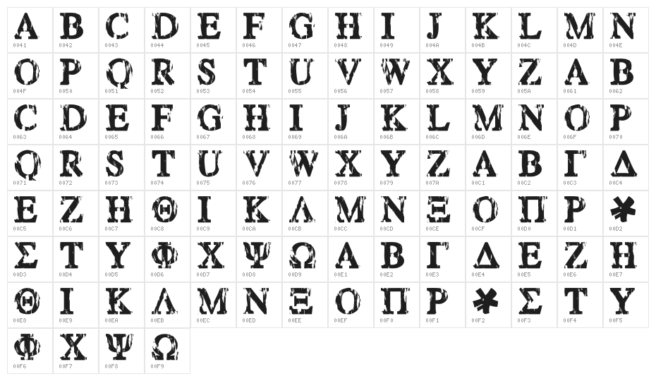 HAPPY DAZE Character Map