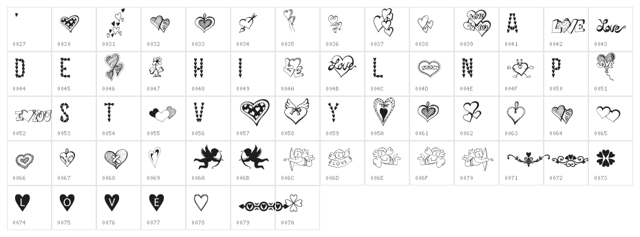 HAPPY VALENTINE'S DAY Character Map