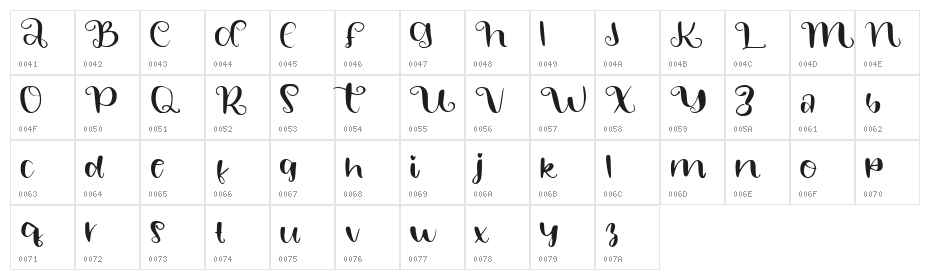 HAPPY WINTER Character Map