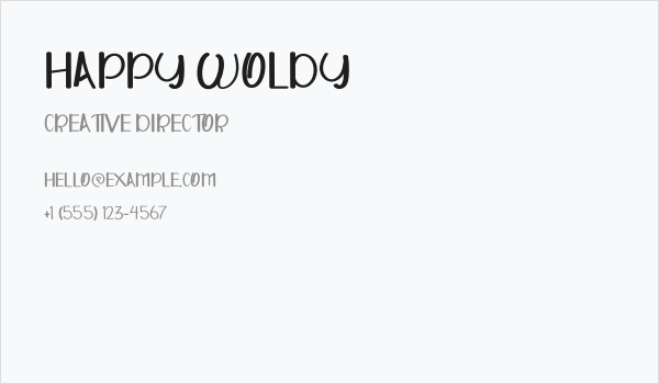 HAPPY WOLDY Business Card