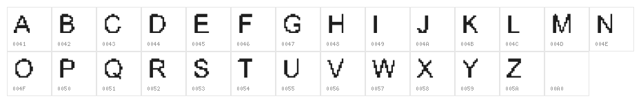 HARDORECAPSONLY Character Map