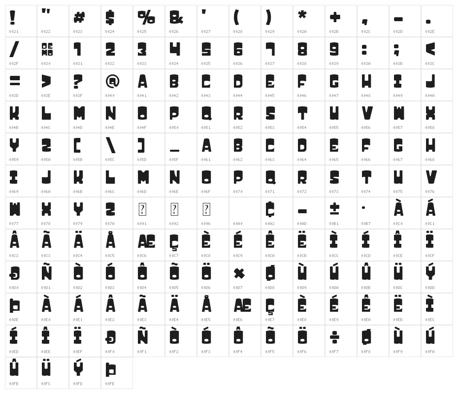 HAREWOS DEMO BOLD Character Map