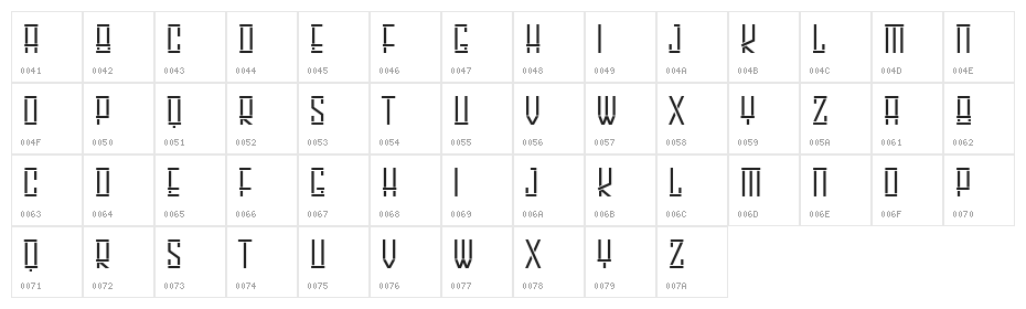 HARLEY Stencil Character Map