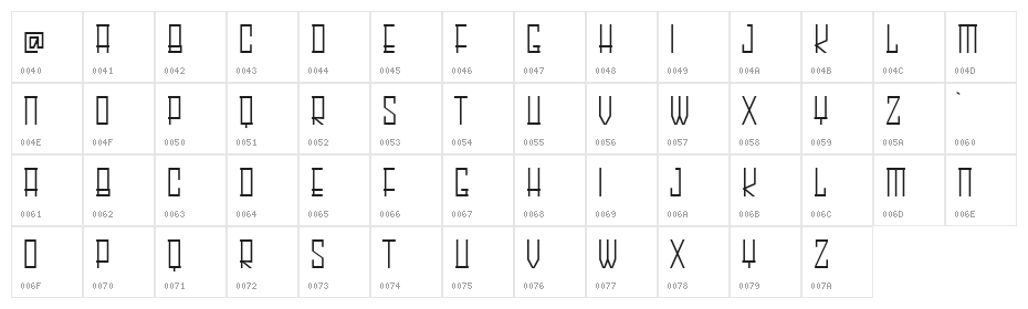 HARLEY Thin Character Map