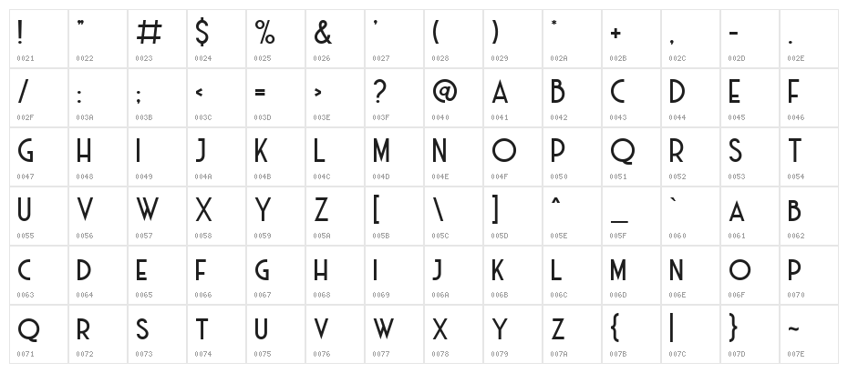 Haarlem Deco DEMO Character Map