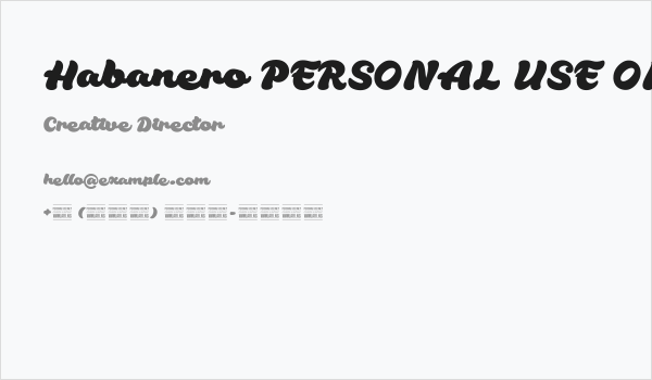 Habanero PERSONAL USE ONLY Business Card