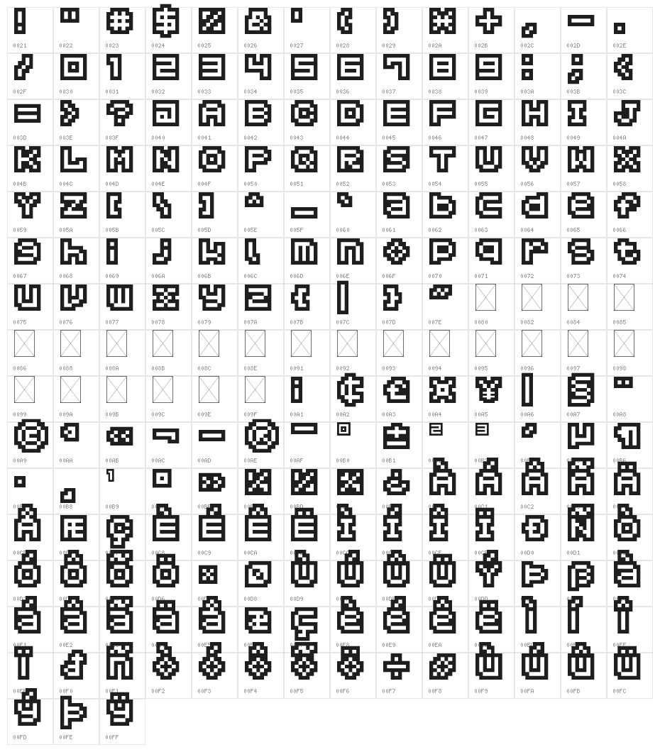 Hachicro Pro Regular Character Map