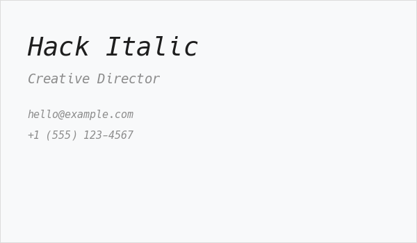 Hack Italic Business Card
