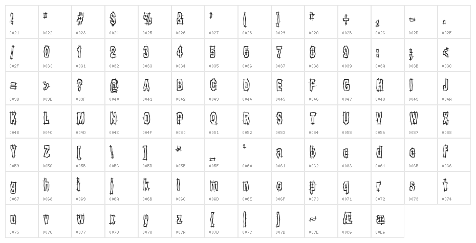 Hack & Slash BRK Character Map