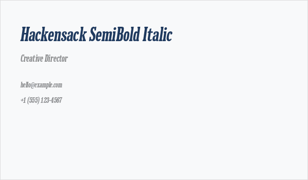 Hackensack SemiBold Italic Business Card