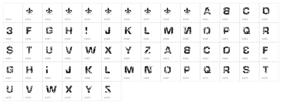 HackingTrashed Regular Character Map
