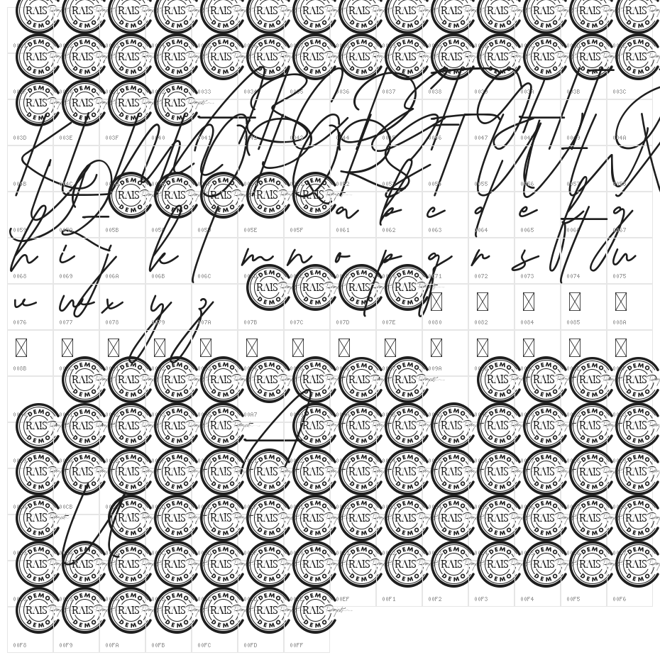 Hackney Bird Demo Character Map