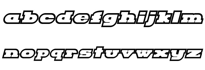 Hackney Block Outline Italic Font LOWERCASE