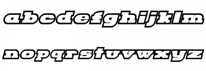 Hackney Block Outline Italic Caratteri MINUSCOLO
