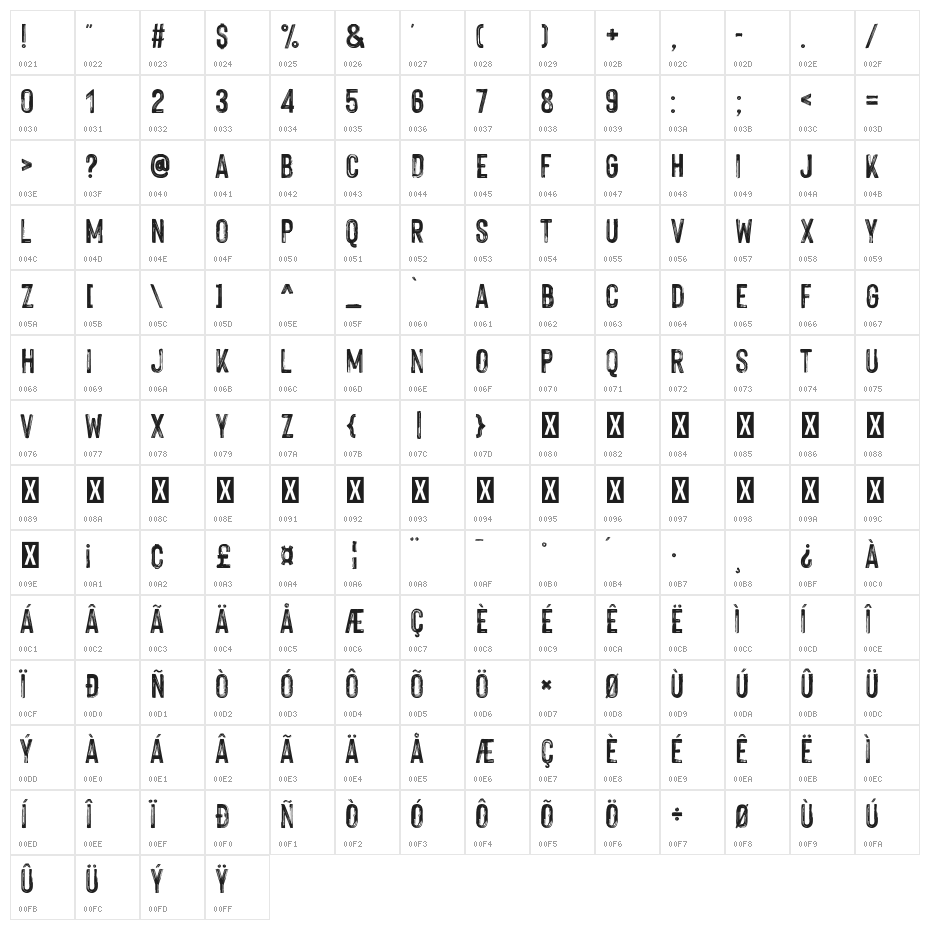 Hackney Personal Use Only Character Map