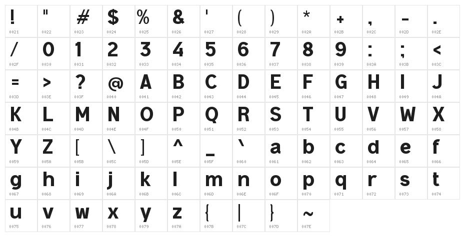 Hadir Sans Character Map