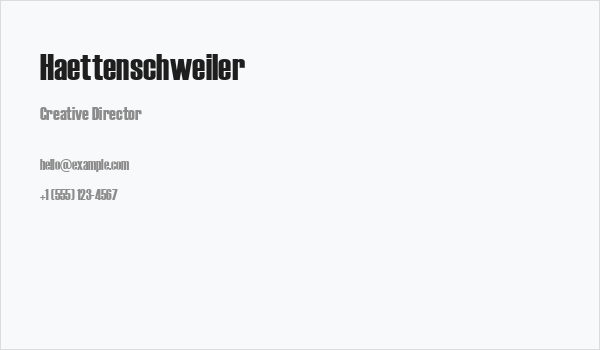 Haettenschweiler Business Card