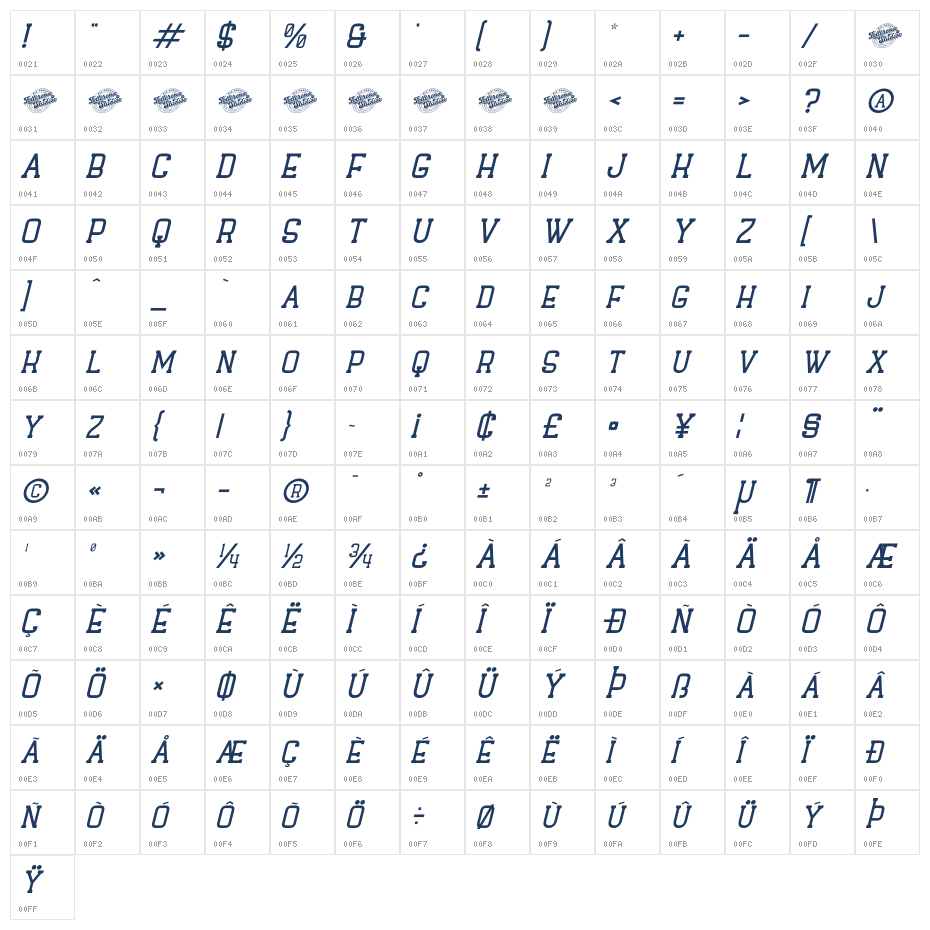 Hagofen DEMO VERSION Italic Character Map