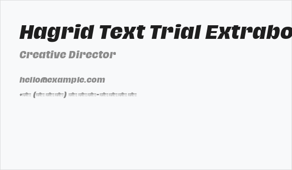 Hagrid Text Trial Extrabold Italic Business Card