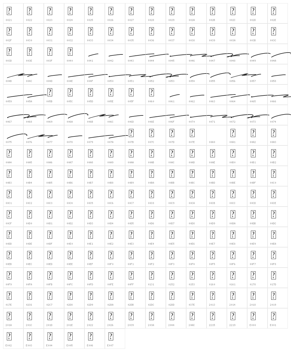 HaguiestaSwash Character Map