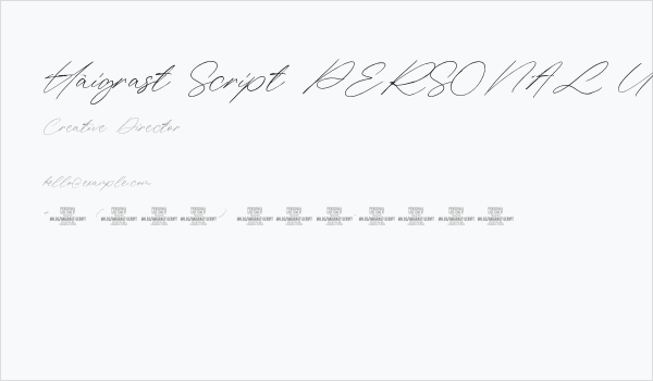 Haigrast Script PERSONAL USE Regular Business Card