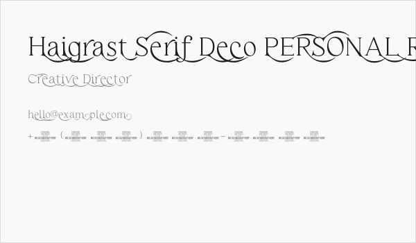 Haigrast Serif Deco PERSONAL Regular Business Card