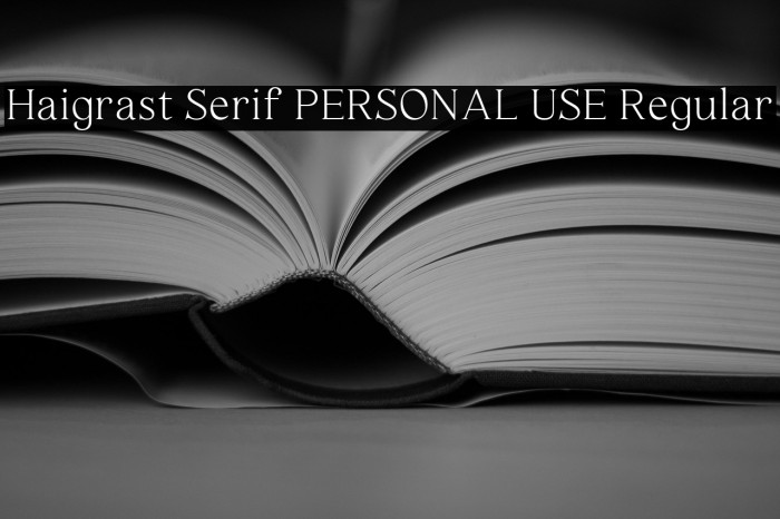 Haigrast Serif PERSONAL USE Regular Example 2