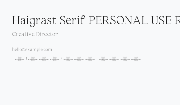 Haigrast Serif PERSONAL USE Regular Business Card