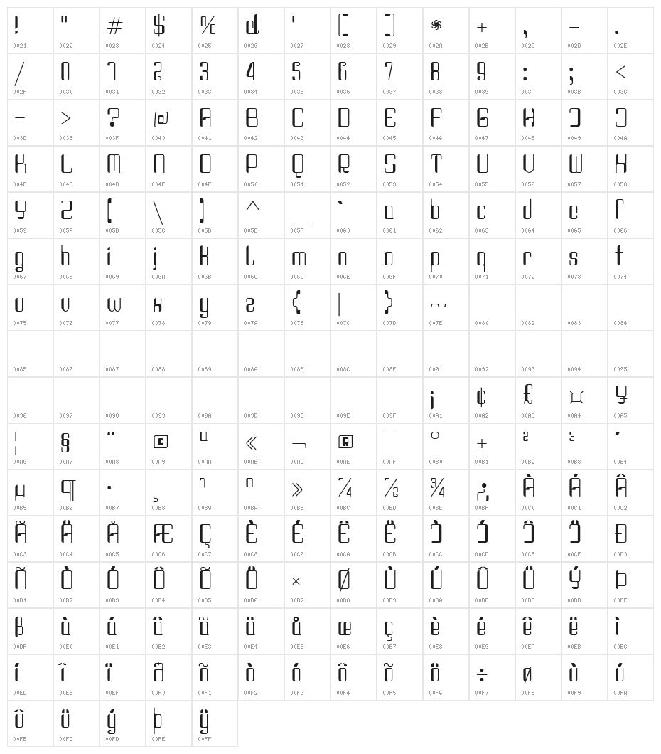 Haike  condensed-reg Character Map