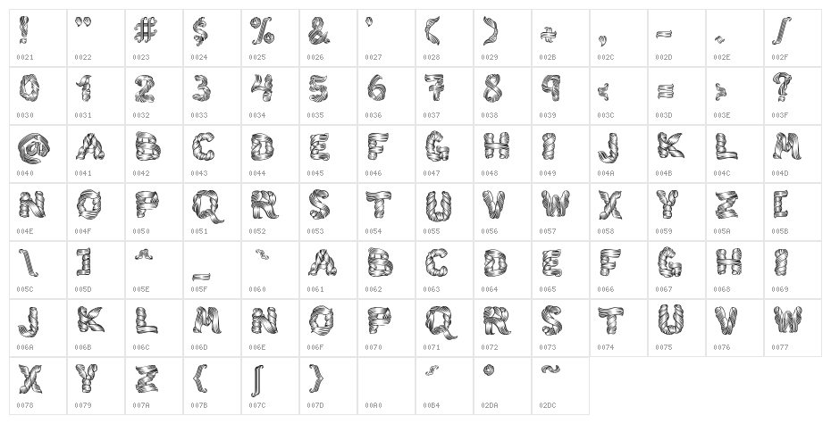 Hairline Character Map