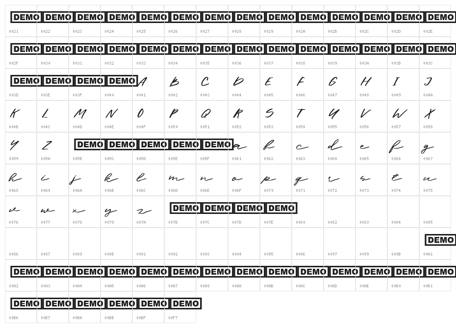 Halbrein Character Map
