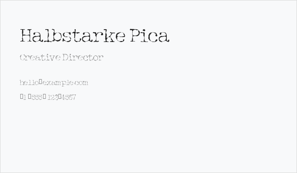 Halbstarke Pica Business Card