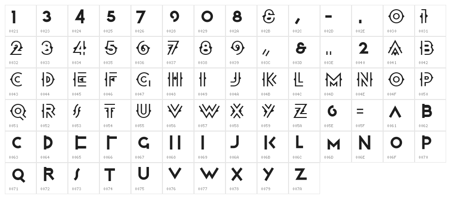 Halcyon Days NF Character Map