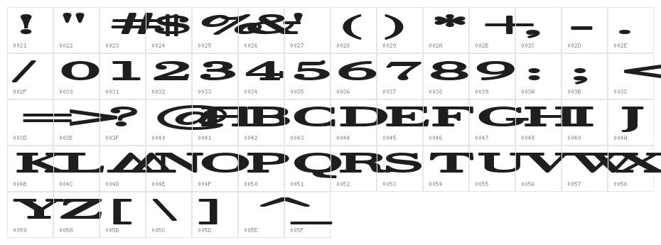 Halcyonia Superwide Character Map