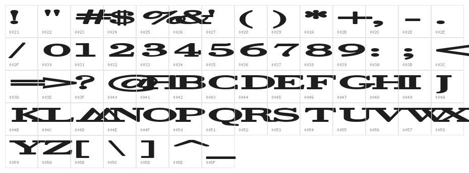 Halcyonia Character Map