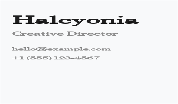 Halcyonia Business Card