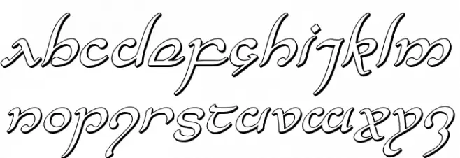 Half-Elven 3D Italic Font LOWERCASE