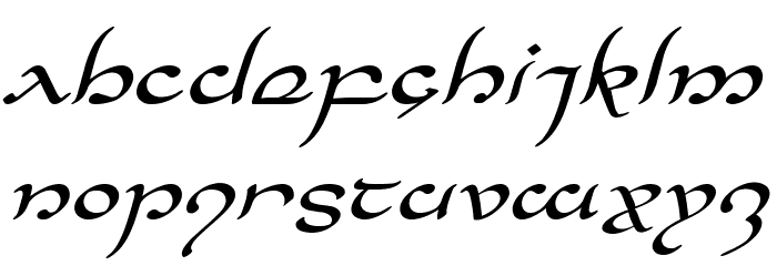 Half-Elven Expanded Italic Font LOWERCASE
