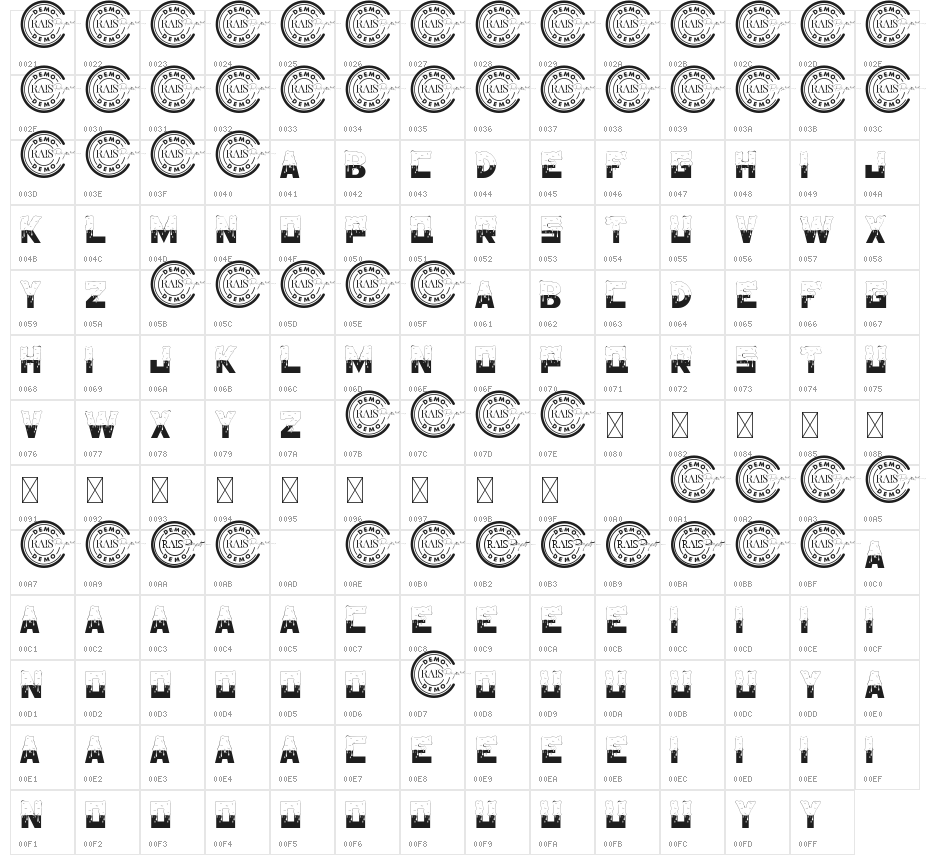 Half Melted Demo Character Map