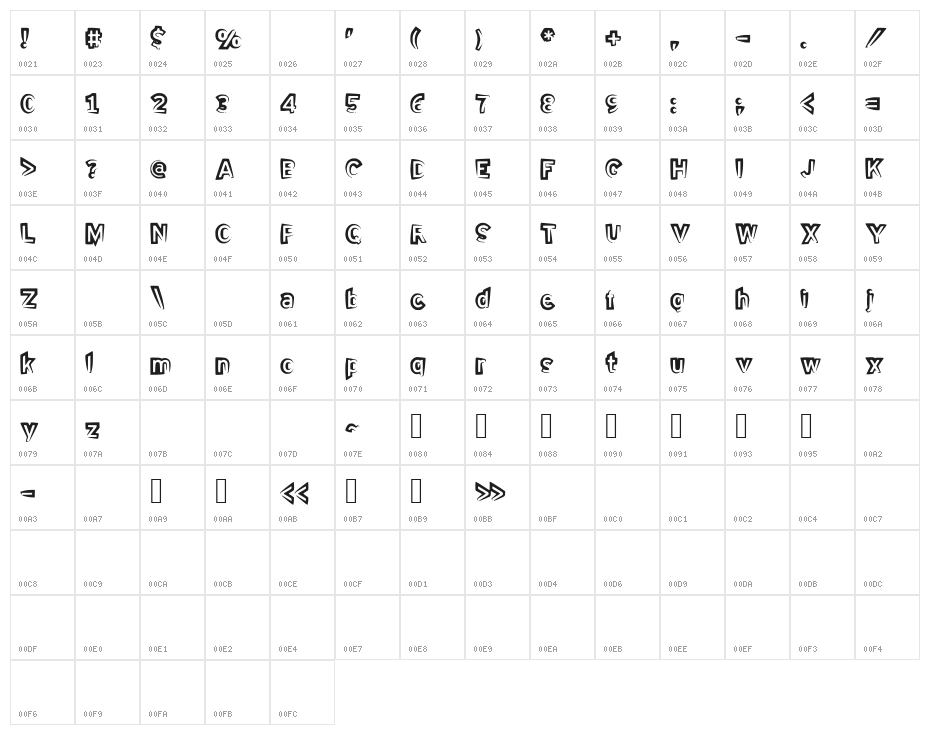 HalfHalf Character Map