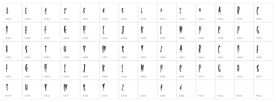 HalfLight Character Map