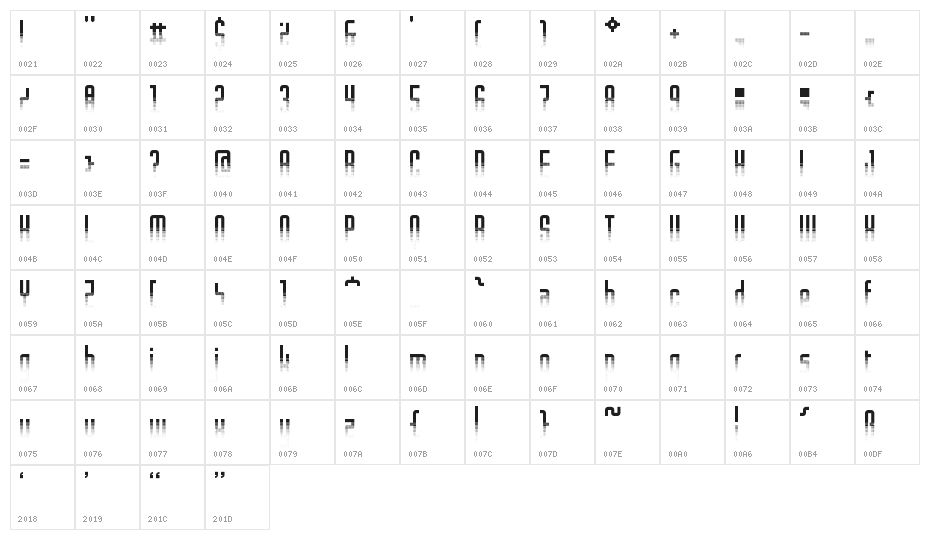 Halfade Regular Character Map