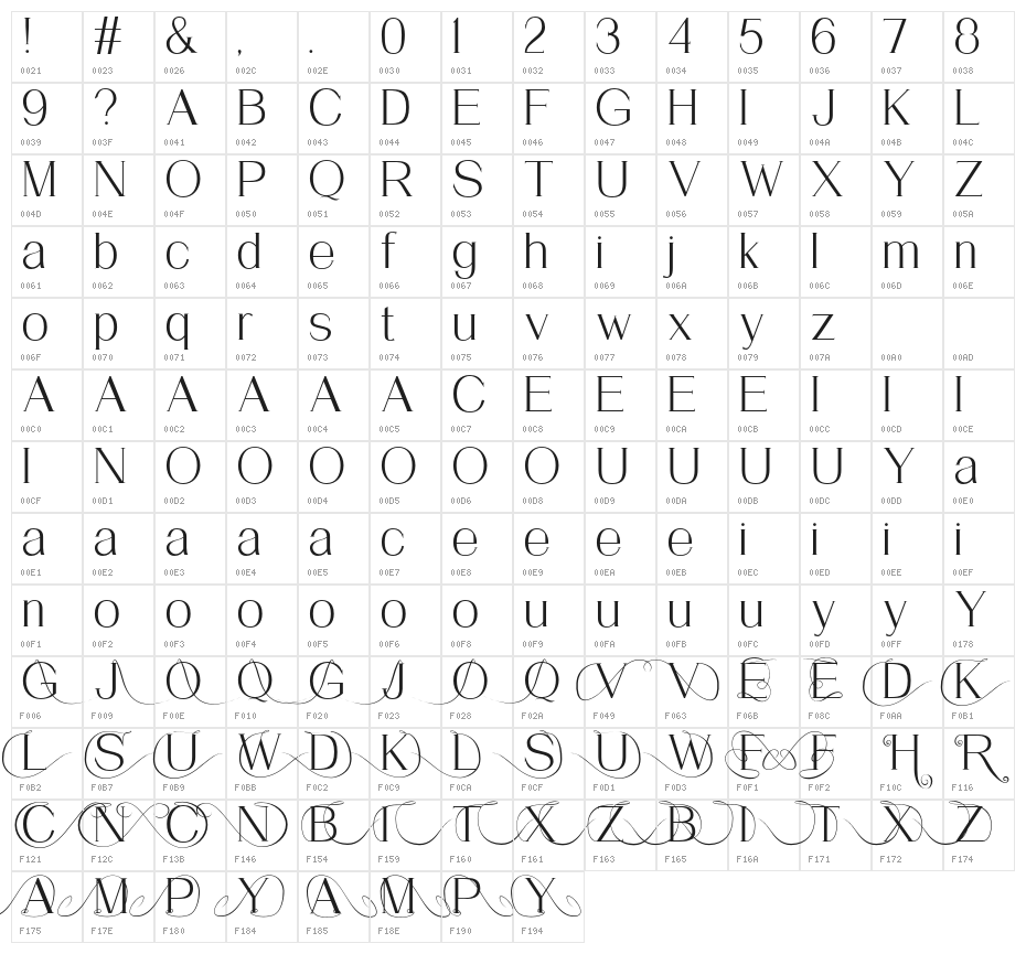 HalfbreDRegular Character Map