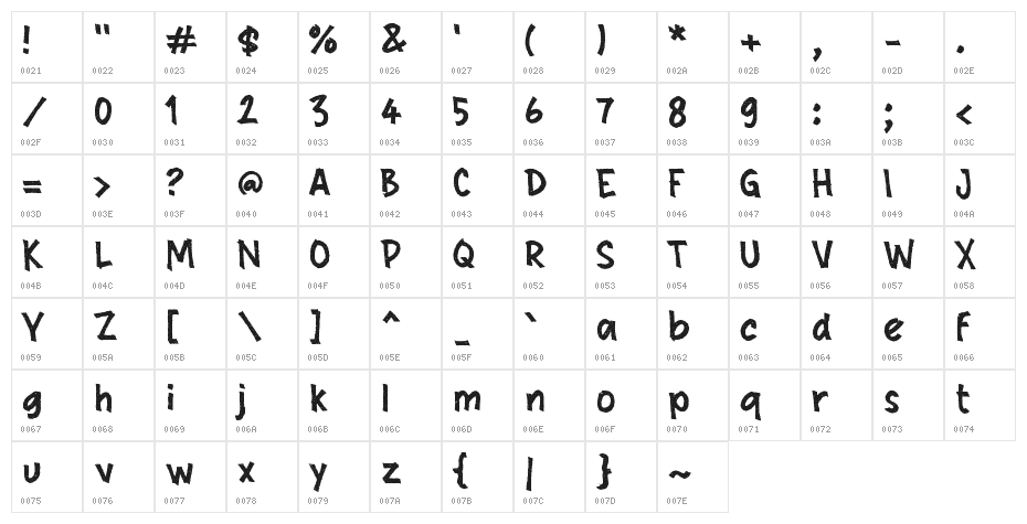 Halfroad Character Map